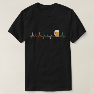 Vintages Trinken Geschenk Bier Herzschlag Männer  T-Shirt