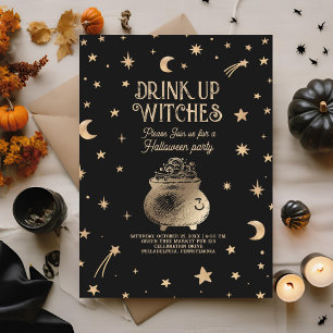 Vintages Trinkhexen Celestial Halloween-Party Einladung