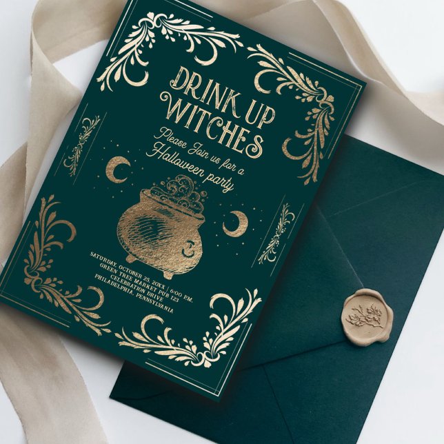 Vintages Trinkhexen-Halloween-Party Einladung (Von Creator hochgeladen)