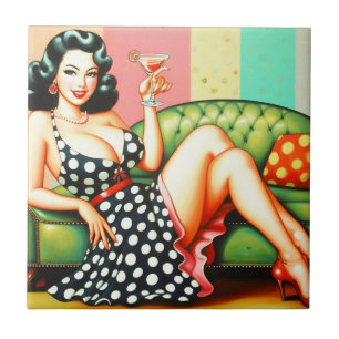 Vintages Trinkmädchen Fliese