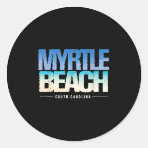 Vintages Tropical Beach Myrtle Beach South Carolin Runder Aufkleber