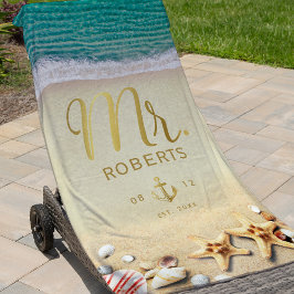 Vintages Tropical Beach Starfish Personalisiert Mr Strandtuch