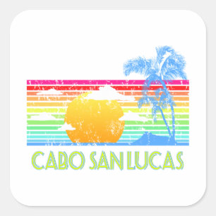 Vintages Tropical Cabo San Lucas Quadratischer Aufkleber