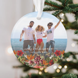 Vintages Tropical Mele Kalikimaka Foto Ornament