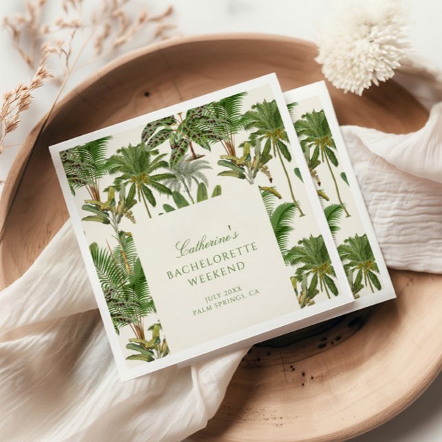 Vintages Tropical Palm Tree Bachelorette Empfang Serviette (Von Creator hochgeladen)