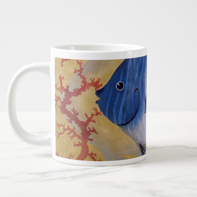 Vintages tropisches blaues Meer Jumbo-Tasse (Links)