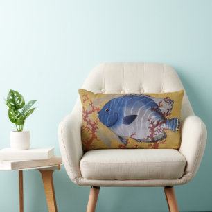 Vintages tropisches blaues Meer Lendenkissen