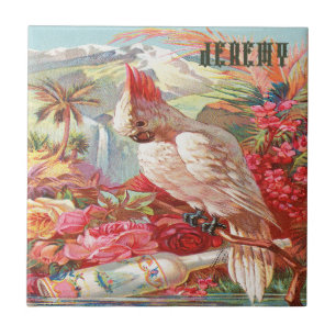 Vintages tropisches Cockatoposter Fliese