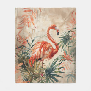 Vintages tropisches Flamingo Fleecedecke