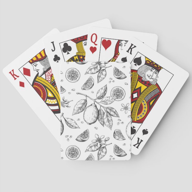 Vintages tropisches FruchtZitronenmuster Spielkarten (Rückseite)