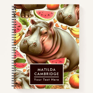 Vintages tropisches Hippopotamusmuster Notizbuch
