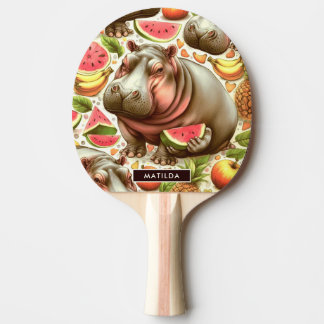 Vintages tropisches Hippopotamusmuster Tischtennis Schläger