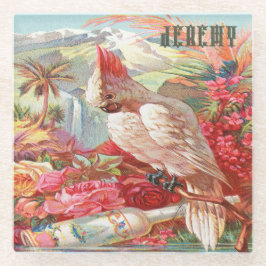 Vintages tropisches Kakadu Glasuntersetzer