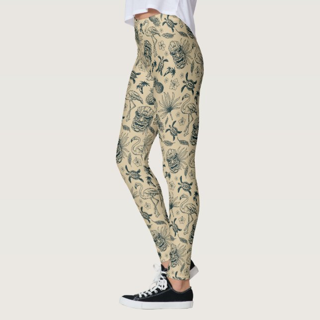 Vintages tropisches Muster Leggings (Links)