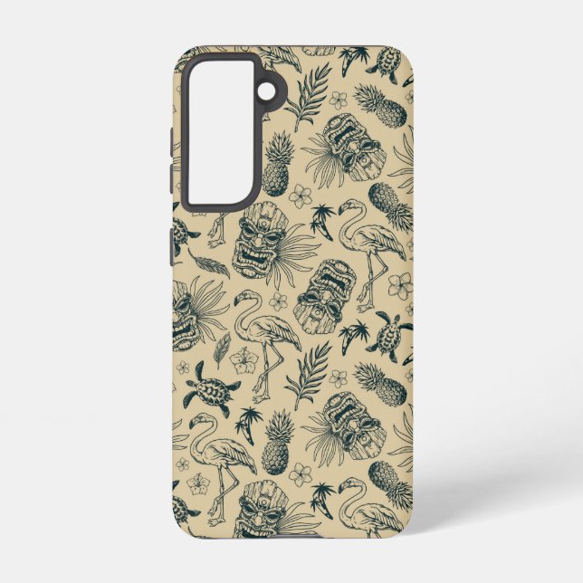 Vintages tropisches Muster Samsung Galaxy Hülle (Rückseite)