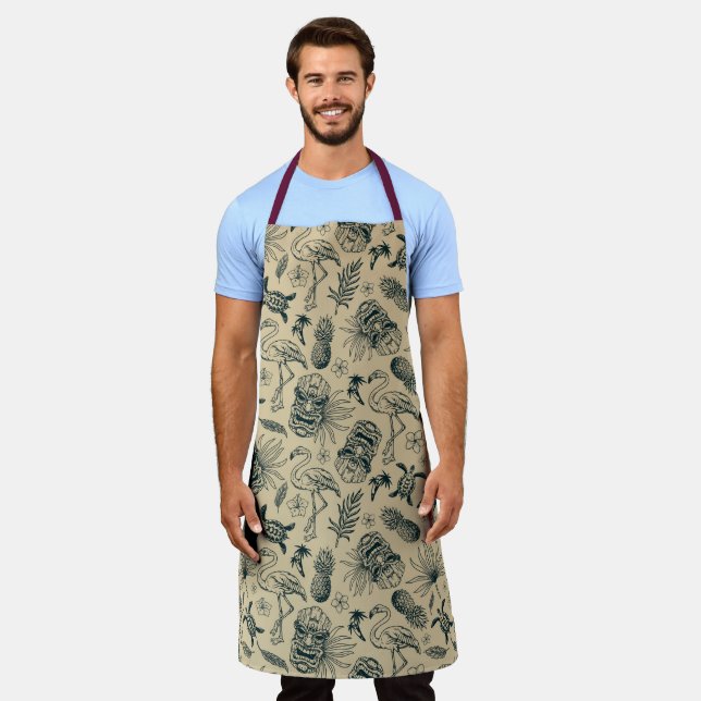 Vintages tropisches Muster Schürze (Getragen)