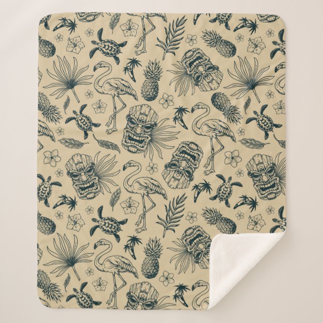 Vintages tropisches Muster Sherpadecke (Vorderseite)