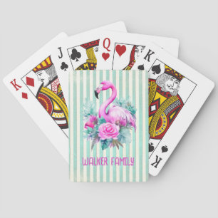 Vintages tropisches Rosa Flamingo Spielkarten
