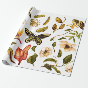 Vintages tropisches Set mit abgeschieden obje Geschenkpapier