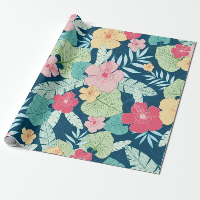 Vintages tropisches Sommerhawaiiennahtloses Muster Geschenkpapier (Ungerollt)