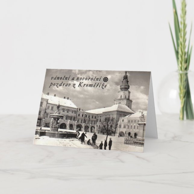 Vintages tschechisches Weihnachts-und neues Feiertagskarte (Vorderseite)