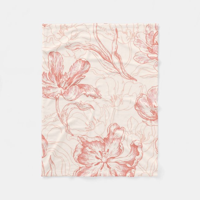 Vintages Tulip Floral Muster Fleecedecke (Vorderseite)