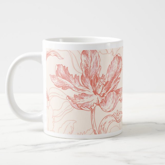 Vintages Tulip Floral Muster Jumbo-Tasse (Links)