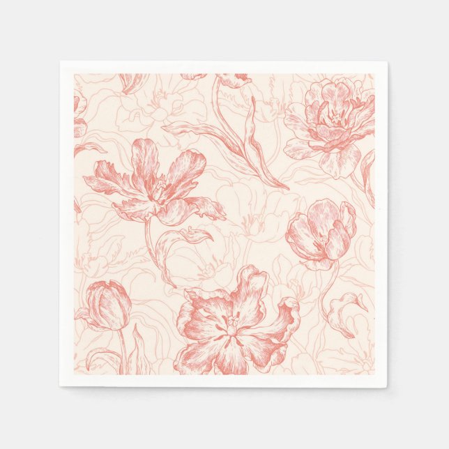 Vintages Tulip Floral Muster Serviette (Vorderseite)