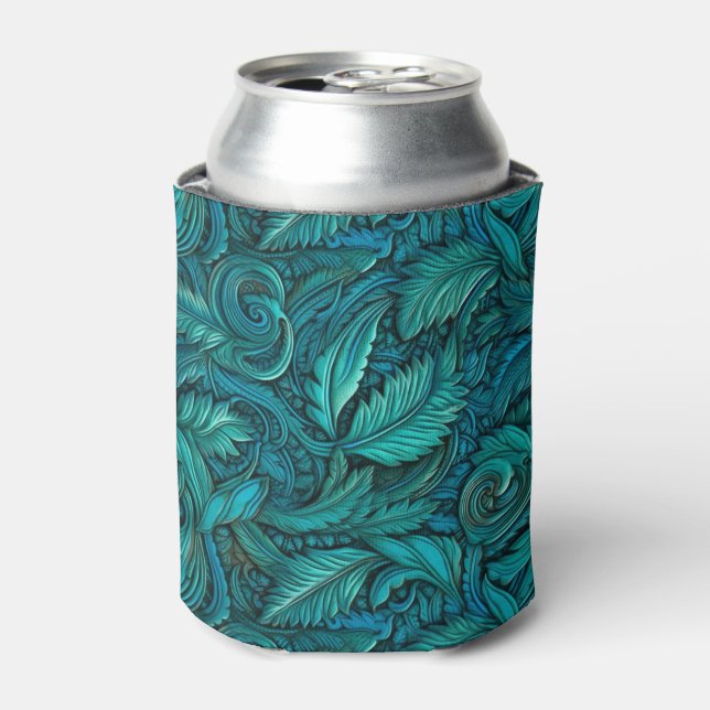 Vintages, türkisfarbenes Leder Dosenkühler (Kanne Vorderseite)