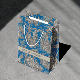 Vintages türkisfarbenes, schick-blaues Jouy Mittlere Geschenktüte