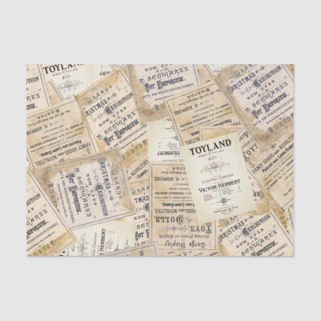 Vintages Tyland Weihnachtszettel Seidenpapier (Vorderseite)