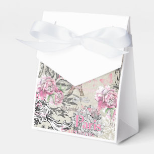 Vintages Typoschwarzrosa Blumenturm paris Eiffel Geschenkschachtel