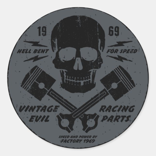 Vintages Übel 012B Runder Aufkleber (Vorderseite)