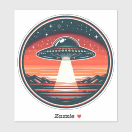Vintages UFO bei Red Sunset Aufkleber