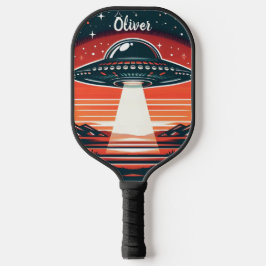 Vintages UFO bei Red Sunset Personalisiert Pickleball Schläger