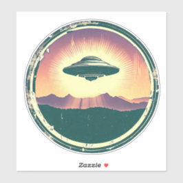 Vintages UFO bei Sonnenuntergang Aufkleber
