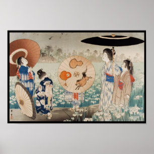 Vintages ukiyo-e japanische Damen mit Poster