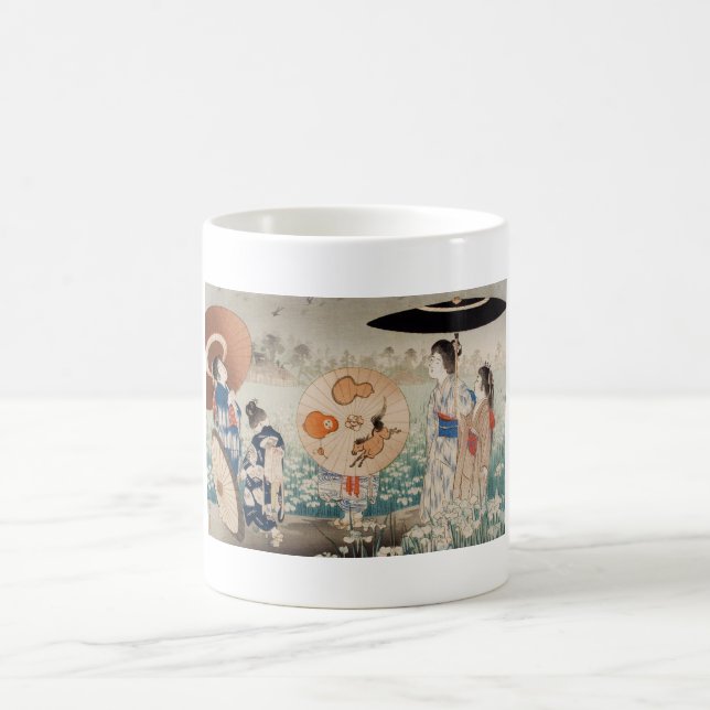Vintages ukiyo-e japanische Damen mit Tasse (Mittel)