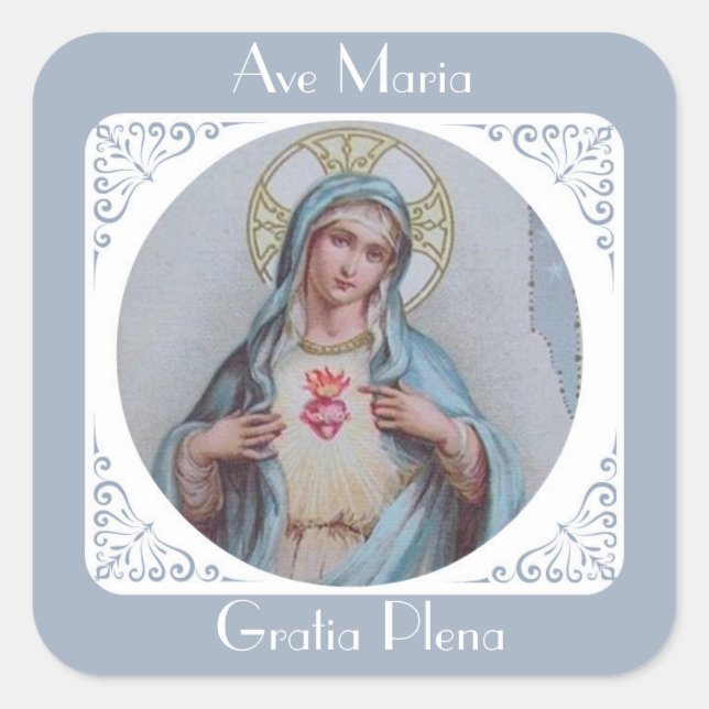 Vintages Unbeflecktes und trauriges Herz Mary Quadratischer Aufkleber (Vorderseite)