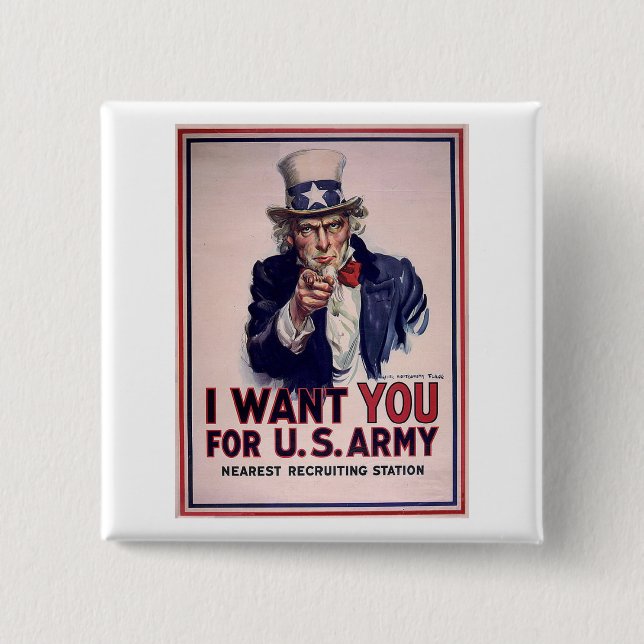 Vintages Uncle Sam Armee-Einstellungs-Plakat Button (Vorderseite)