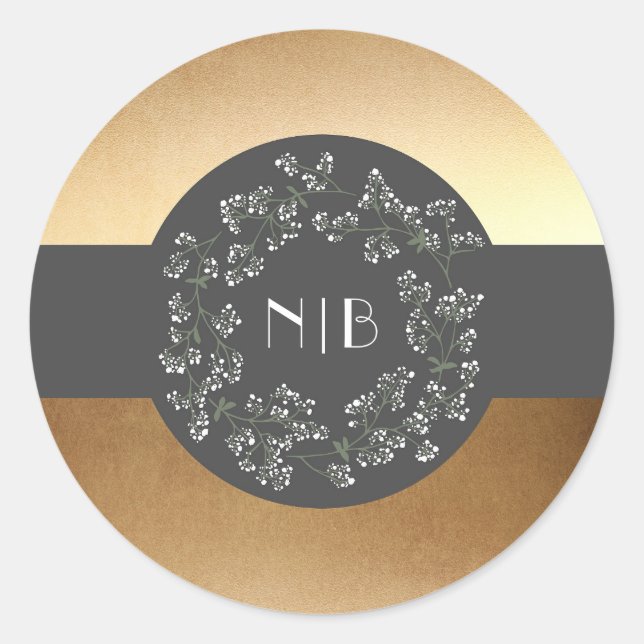 Vintages und dennoch modernes Gipskraut Runder Aufkleber (Vorderseite)