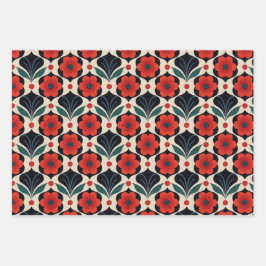 Vintages und Folk-Muster Geschenkpapier Set