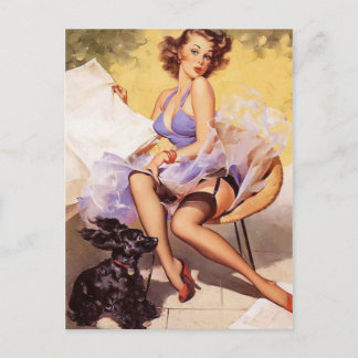 Vintages, unheilvolles Violet Button Up Girl Postkarte