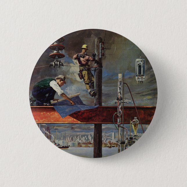 Vintages Unternehmen, Architekten und Bauwesen Button (Vorderseite)