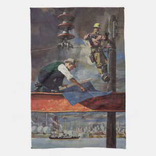 Vintages Unternehmen, Architekten und Bauwesen Geschirrtuch