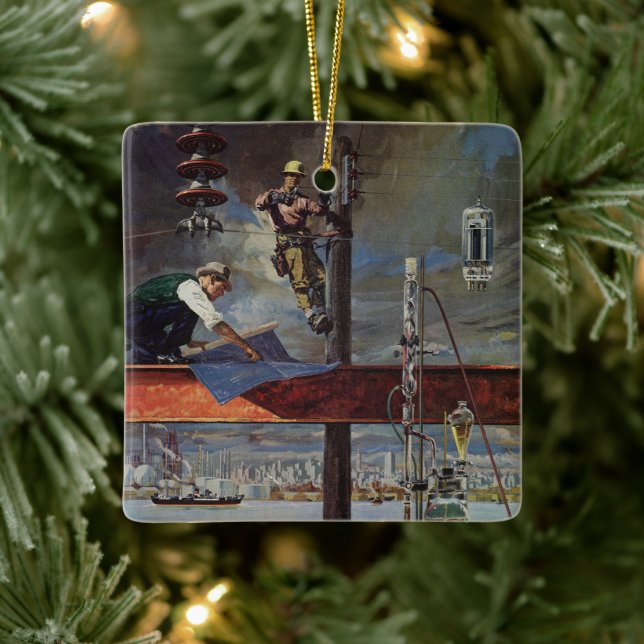 Vintages Unternehmen, Architekten und Bauwesen Keramikornament (Baum)