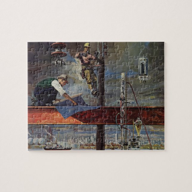 Vintages Unternehmen, Architekten und Bauwesen Puzzle (Horizontal)