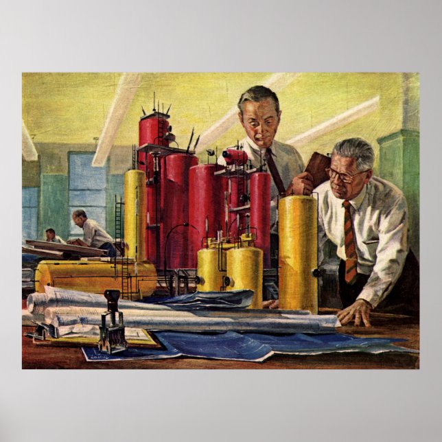 Vintages Unternehmen, in einem Büro tätige Archite Poster (Vorne)