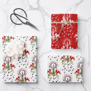 Vintages Urlaubsglühen: Kerzen und Lämmer Geschenkpapier Set