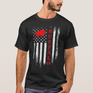 Vintages US-amerikanisches Flag Buffalo Animals Bi T-Shirt